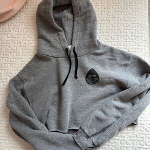 Gray Cropped Hoodie with Rumble Logo